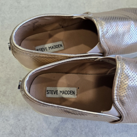 🐢 Steve Madden Gracy- Rose Gold and White Loafers. Size 10 - Picture 5 of 12